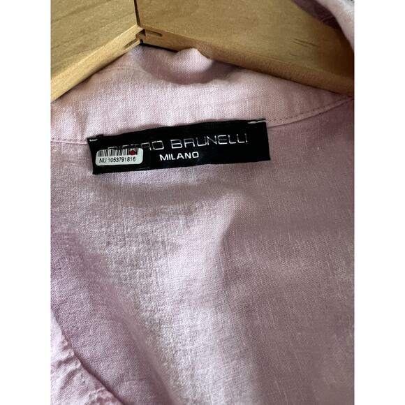 Pietro Brunelli Linen blend Italy maternity button down pink Shirt Size XL - Picture 3 of 9